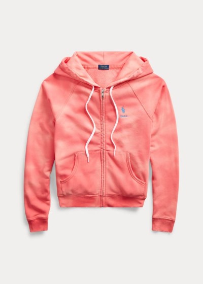 Sudaderas Con Capucha Polo Ralph Lauren Mujer Coral / Blancos - Tie-Dye Fleece Full-Zip - FCHQT5102